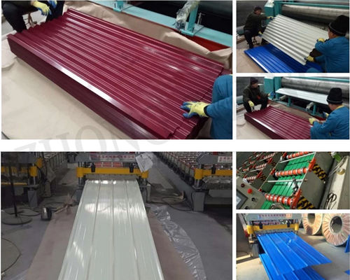 Dureté Full Hard ASTM A653 Dx51d Z275 PPGI Couleur revêtue prépeinte galvanisée ondulée tôle de toiture en acier métallique