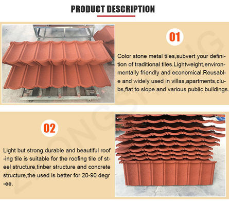 Carreaux de toits simples Zinc Aluminium acier Pierre de la pierre 0.2*420*1340 Pierre revêtue de carreaux de toits métalliques pour toute protection contre les intempéries