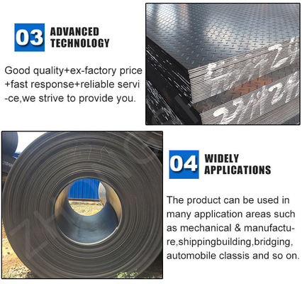 SS400 Q235 Coil/plaque à carreaux en acier doux pour le service de coupe de tôle de plancher et large largeur à prix abordable