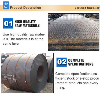 Plaque à carreaux en acier à chaud laminée Q235B de qualité Prime d'épaisseur de 2,5 à 8,0 mm et de largeur de 600 à 1800 mm