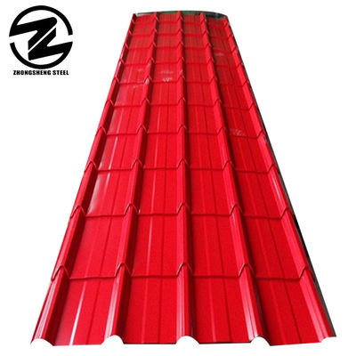 Taille standard de couleur de toit par feuille 0,25 mm d'épaisseur Trapèze de couleur en acier avec revêtement Z61-Z90 abordable et durable