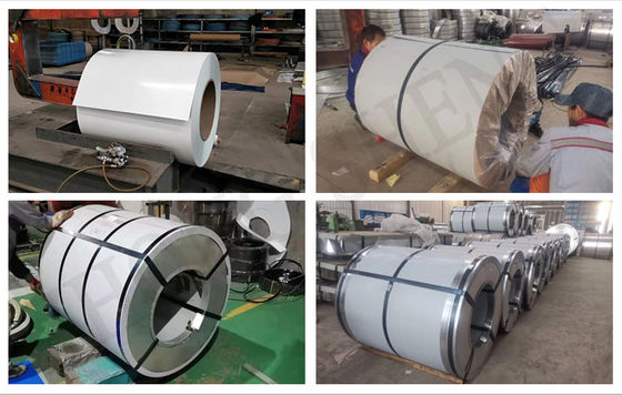 Coil d'acier galvanisé PPGI prépeint avec 15/7 um revêtement en toutes les couleurs RAL 0,12-1,2 mm Épaisseur 600-1250 mm Largeur