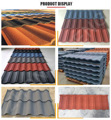 Résistance à la corrosion des carreaux de toiture en métal revêtus de pierre de couleur pour 50 carreaux de toiture en résine synthétique à Whosale